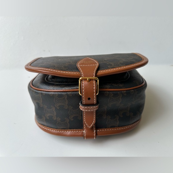 Celine Folco Bag In Triomphe Canvas And Calfskin Tan - Picture 9 of 12